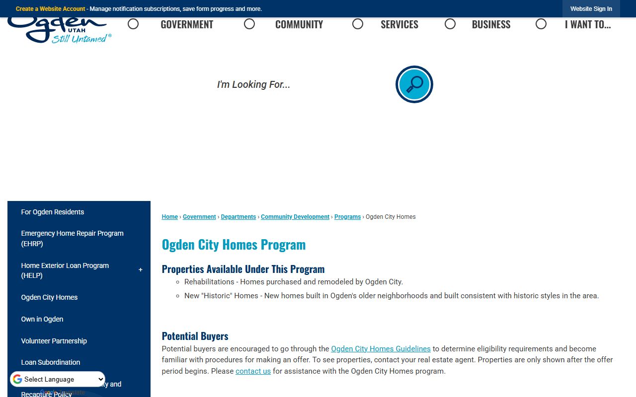 Ogden City Building Division permit portal for Ogden property records