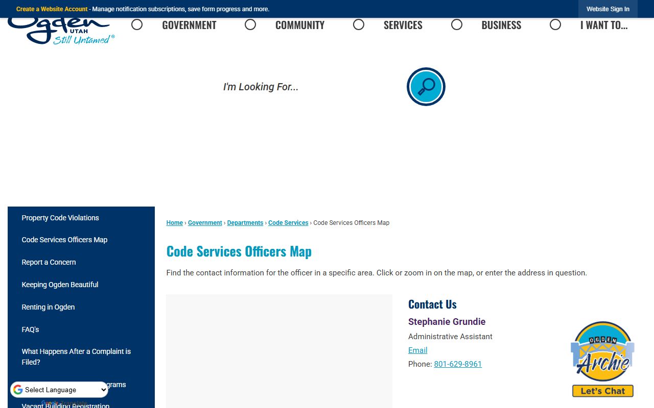 Ogden City Recorder office page for Ogden property records