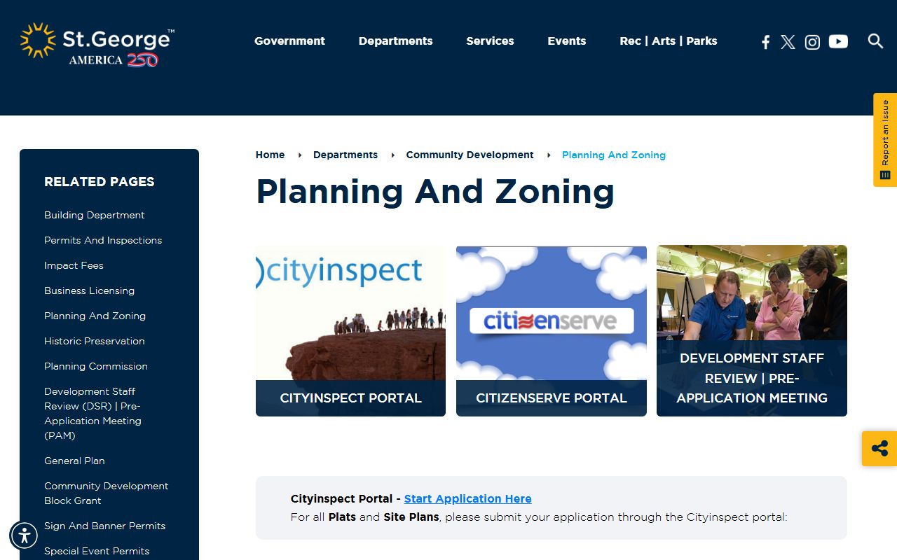 St. George City Planning Division page for zoning and land use records