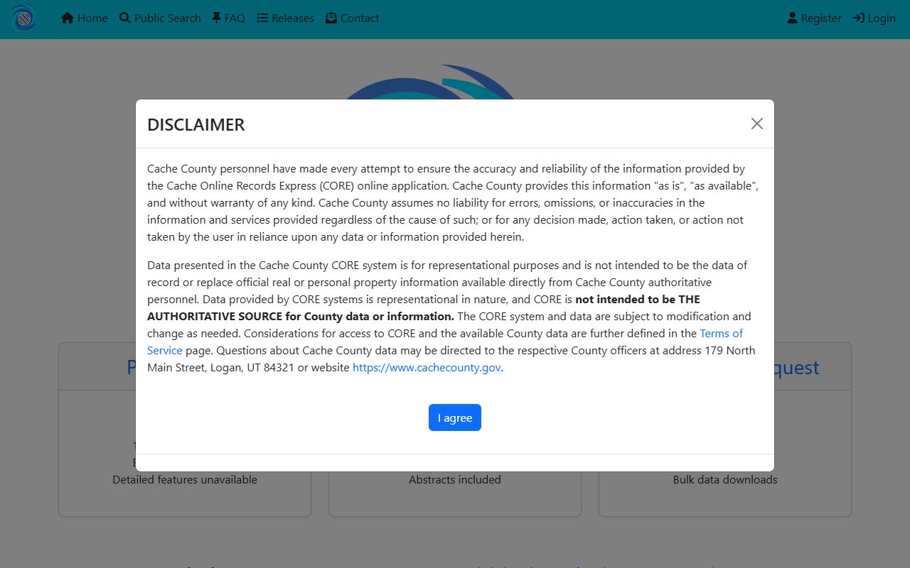 Cache County CORE online property records search system
