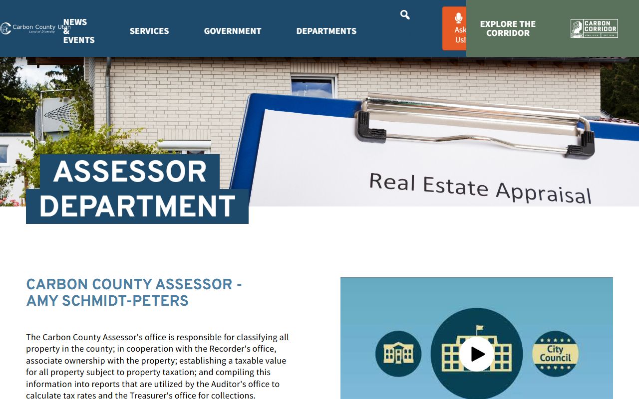 Carbon County Assessor's Office website for property values and assessment records