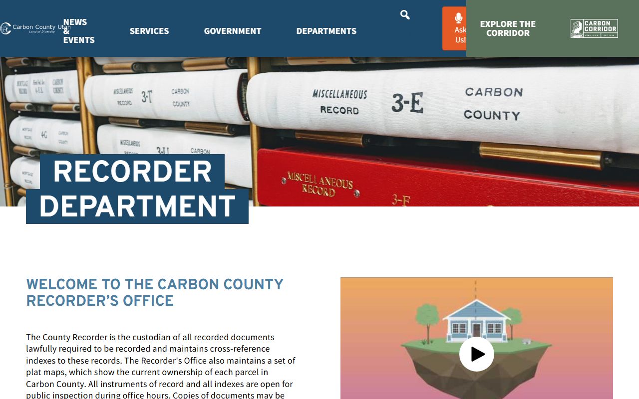 Carbon County Recorder's Office website for Carbon County property records