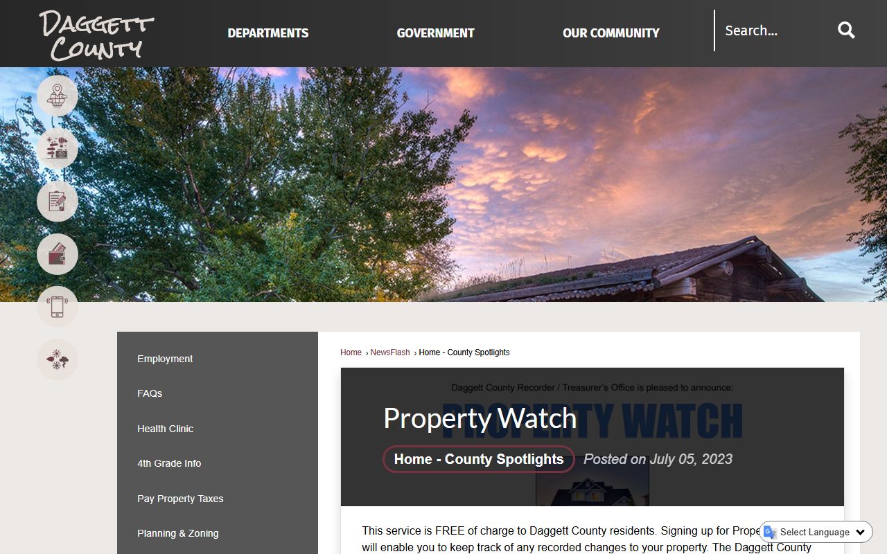 Daggett County Property Watch alert service for property records monitoring