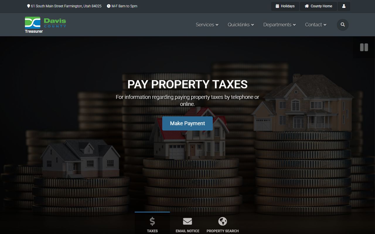 Davis County Treasurer tax payment portal for Davis County property records