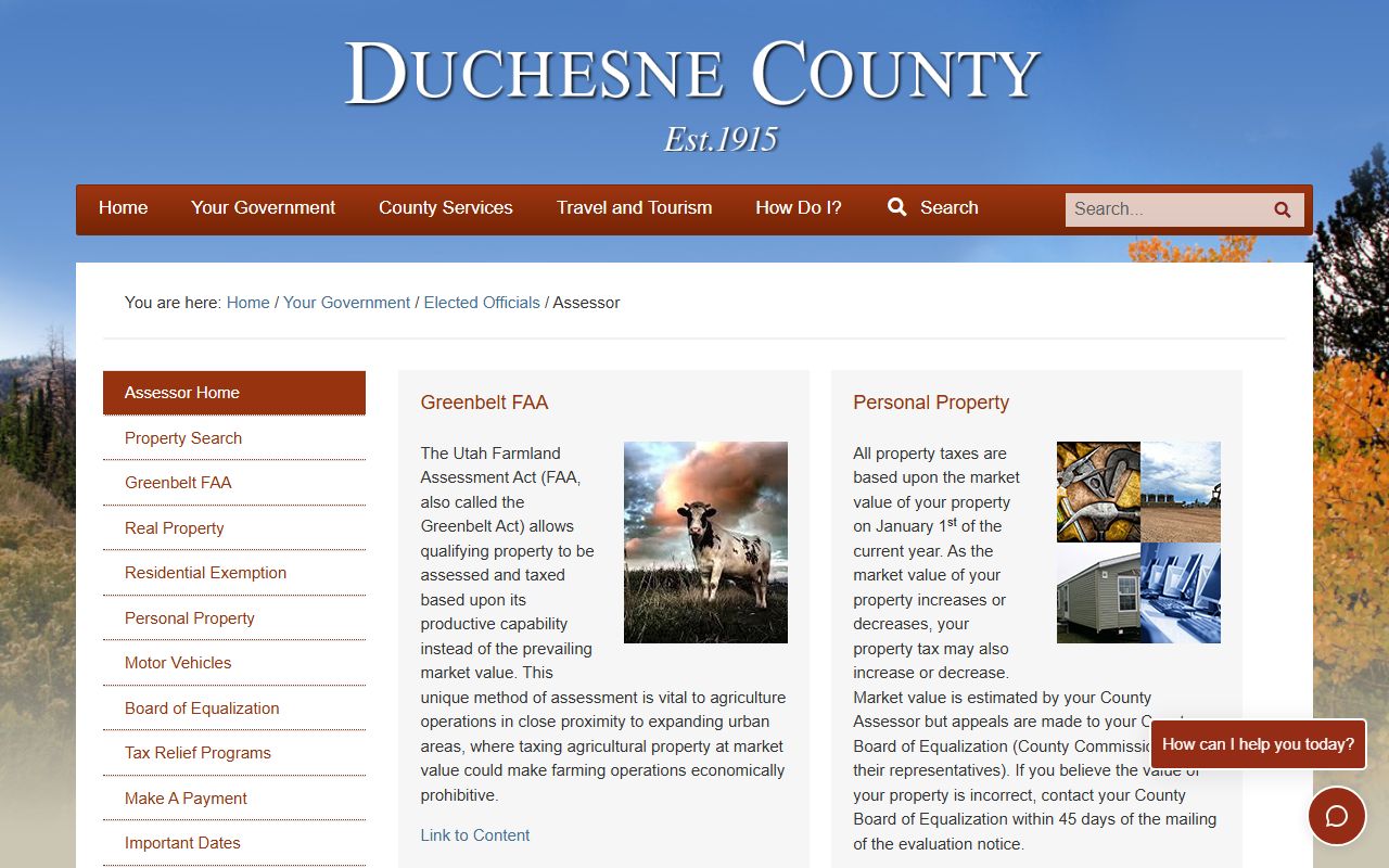 Duchesne County Assessor's Office for Duchesne County property records