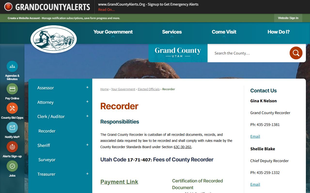 Grand County Recorder's Office in Moab for Grand County property records