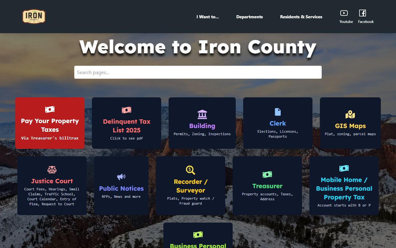 Iron County government portal for Cedar City property records