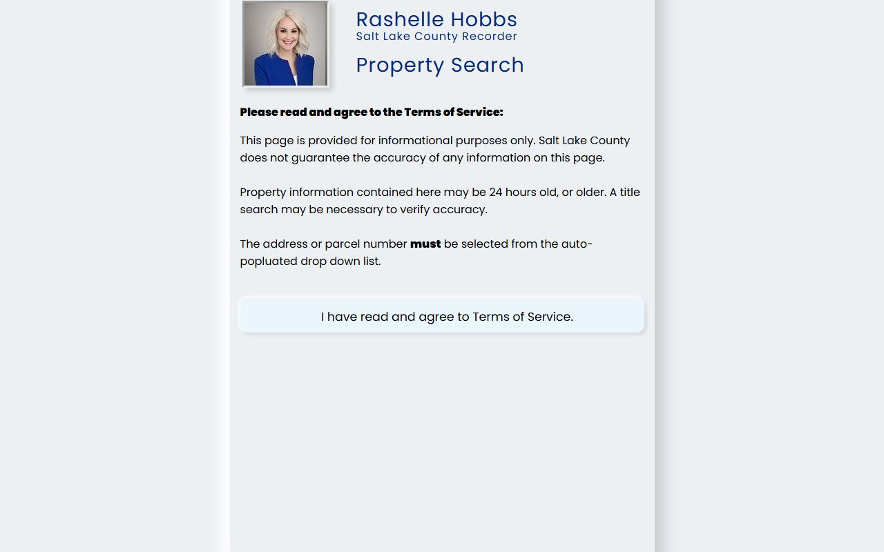 Salt Lake County public property records search portal