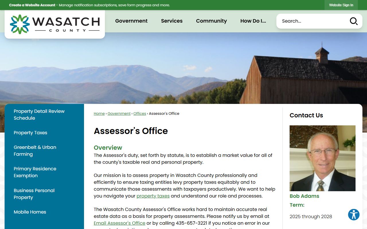 Wasatch County Assessor's Office website for Wasatch County property records