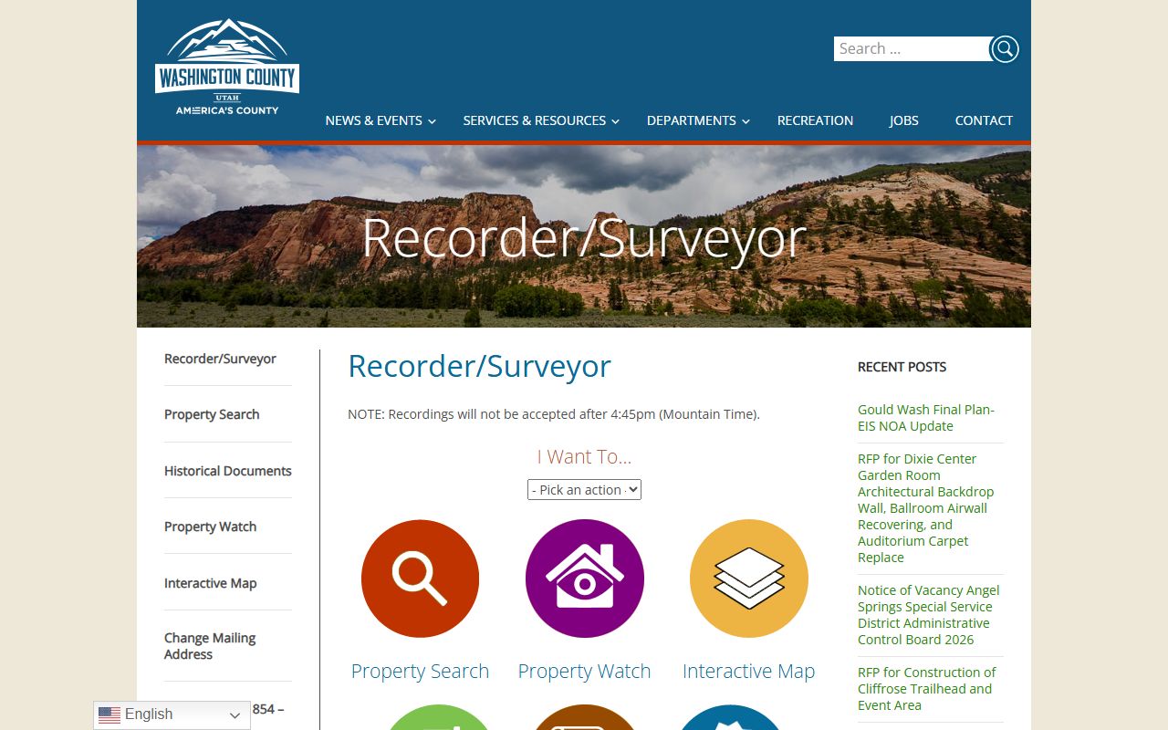 Washington County Recorder's Office website for Washington County property records