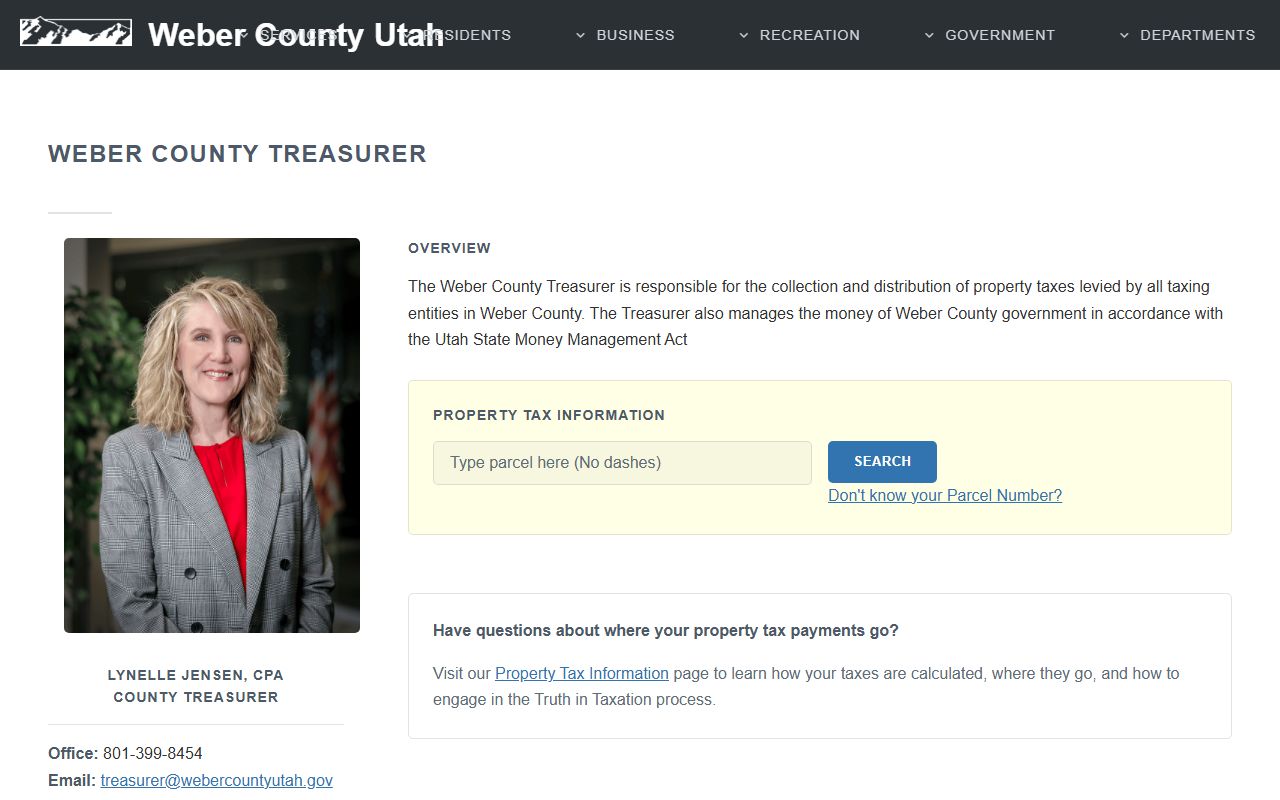 Weber County Treasurer tax payment portal for Weber County property records