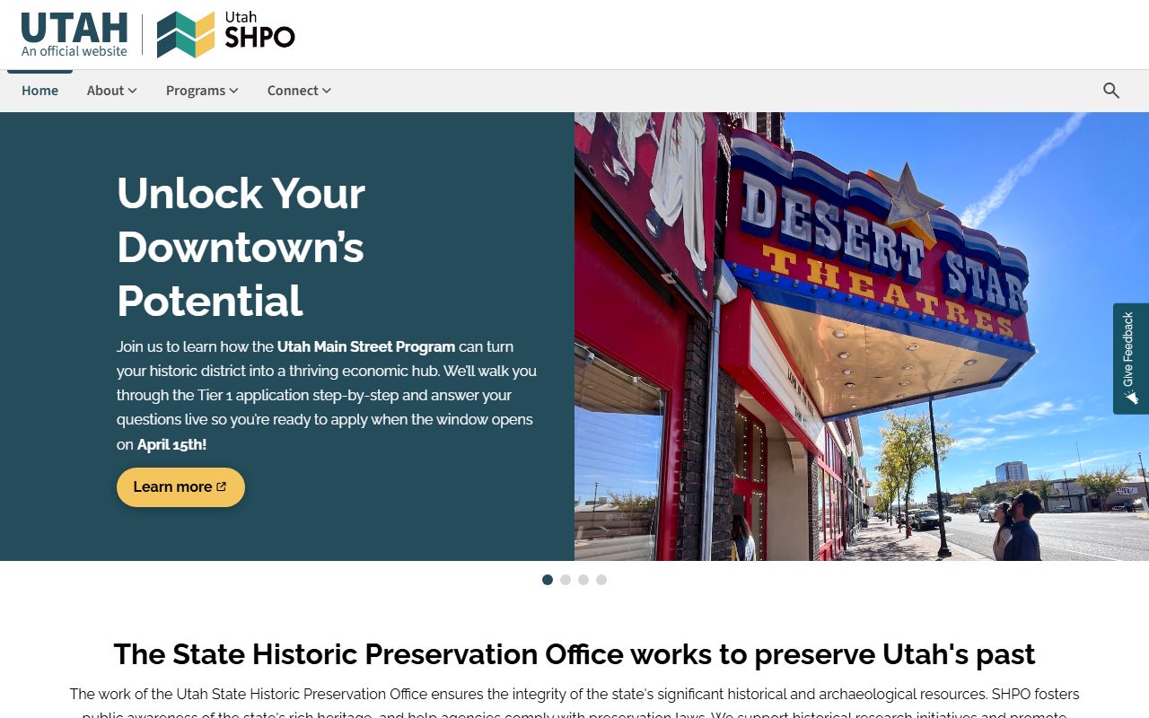 Utah State Historic Preservation Office records for historic property designations in Utah