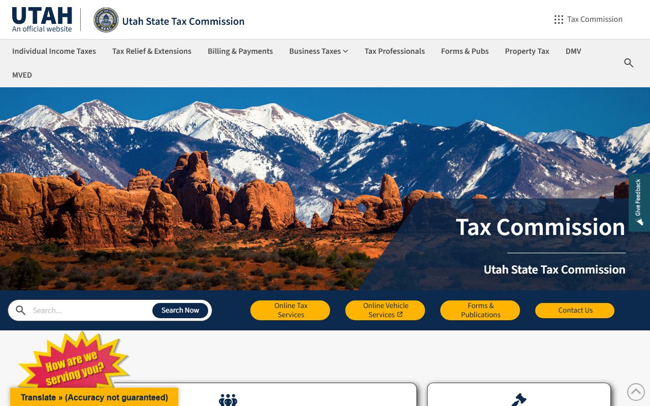 Utah State Tax Commission Property Tax Division website showing property records oversight